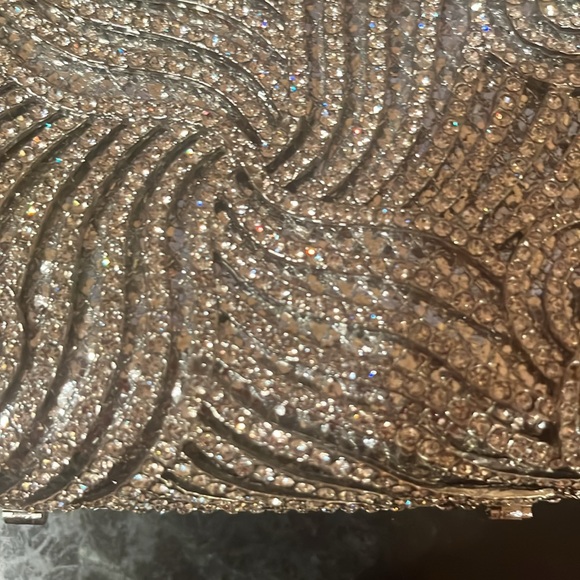 crystal evening bag. Silver leather lined, chain shoulder strap. - Picture 6 of 8